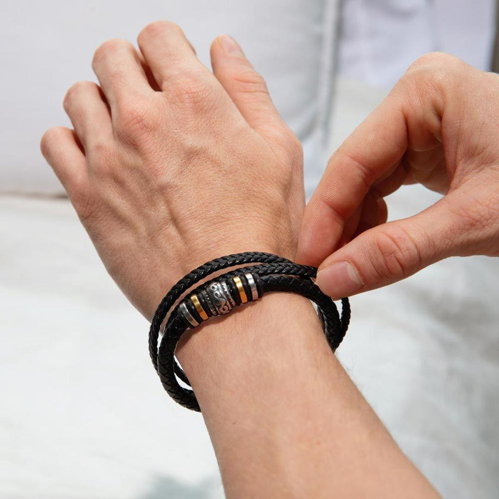 Dad Heartfelt Message Leather Bracelet