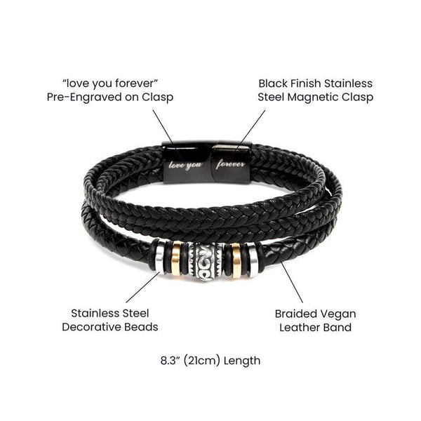 Men's Love You Forever Leather Bracelet To My Dad You Are My Rock