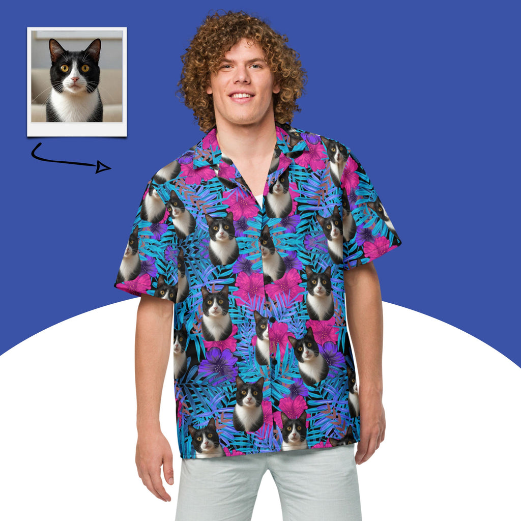 Custom Cat Face Tropical Hawaiian Shirt For Pet Lovers