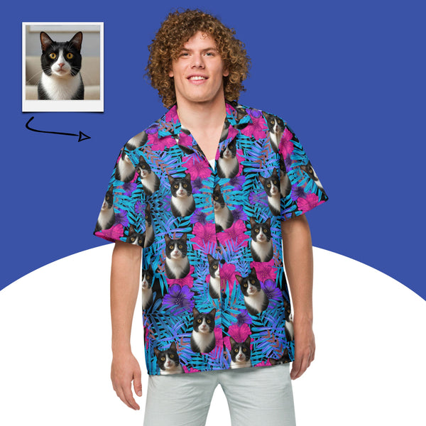 Custom Cat Face Tropical Hawaiian Shirt For Pet Lovers