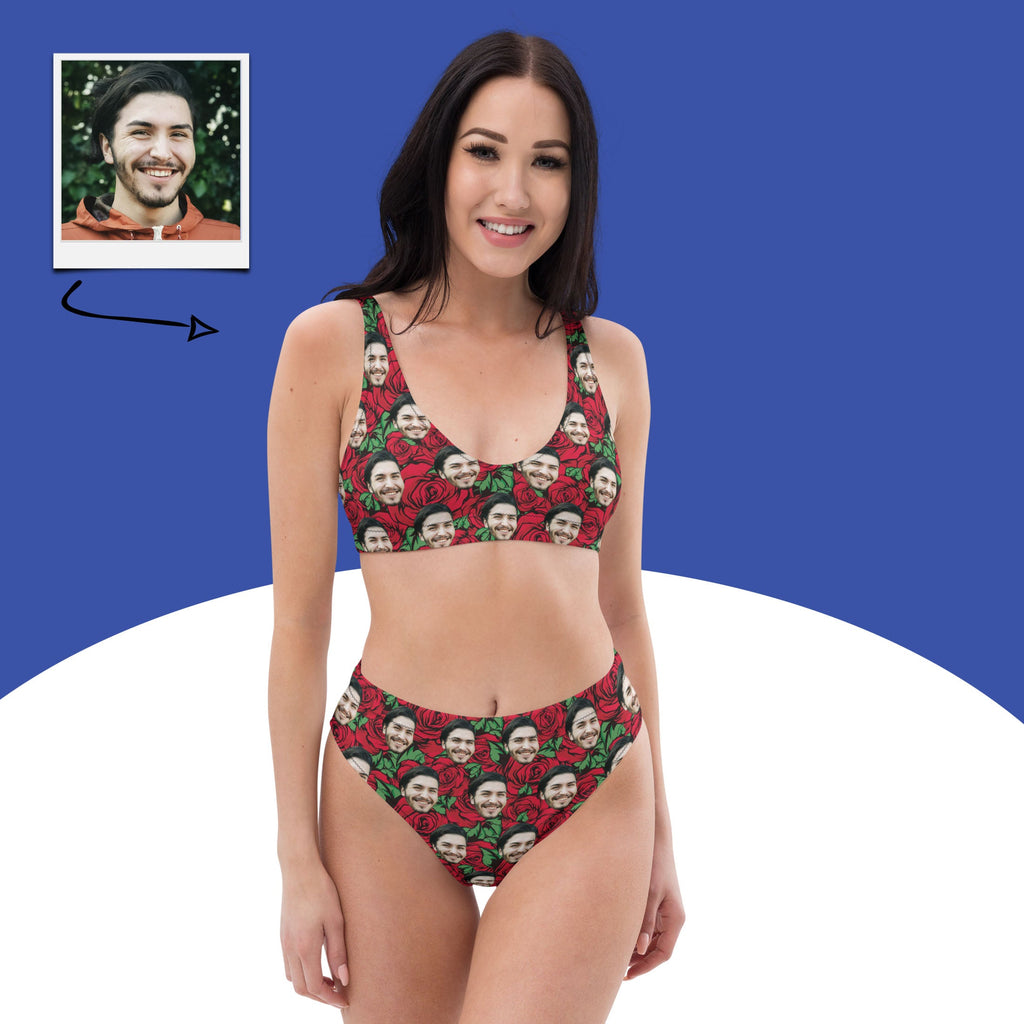 Red Roses Face Bikini Set