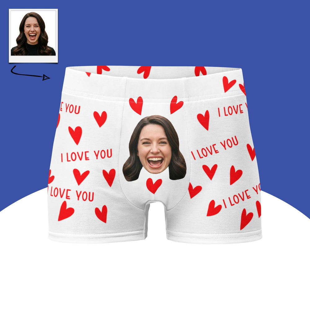 I Love You Hearts Face Boxers