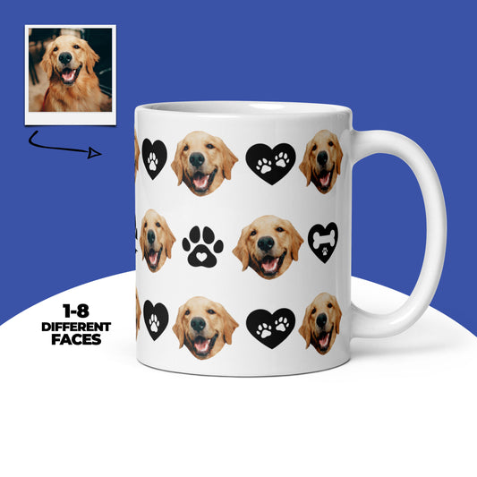 Personalized Dog Face Paw Love Mug
