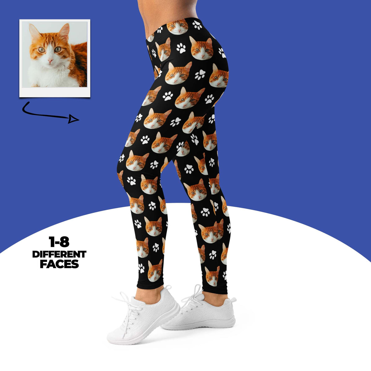 Custom Cat Face Leggings With Paws