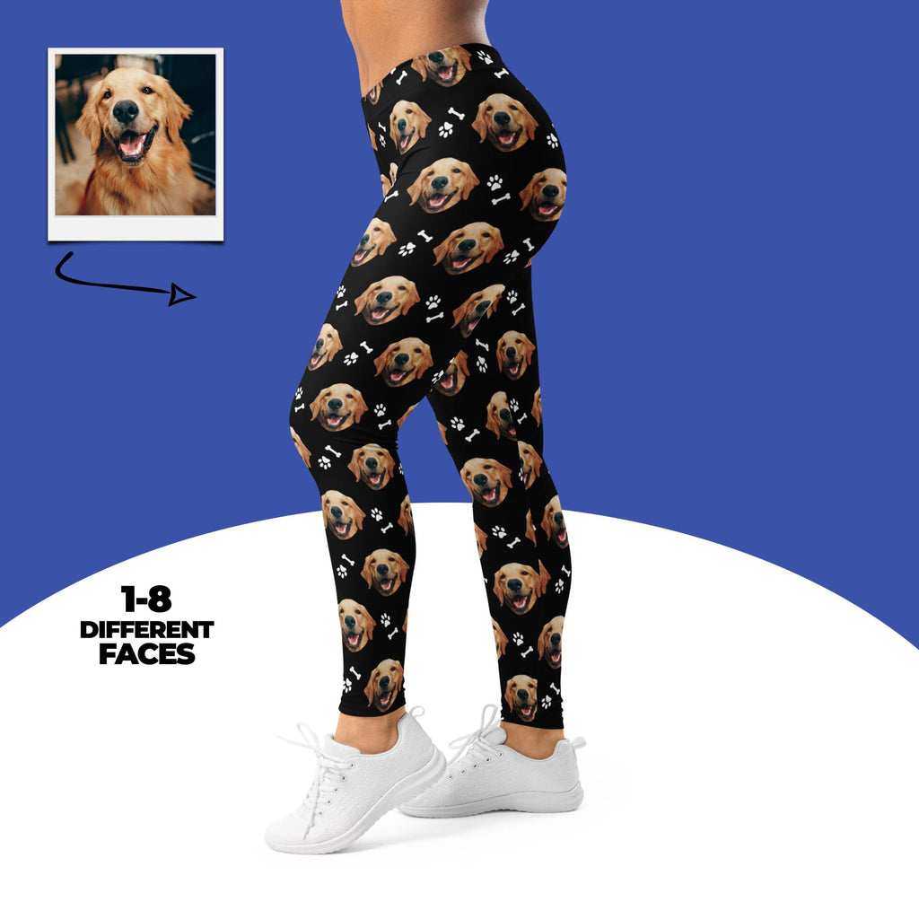 Custom Dog Face Leggings With Paws
