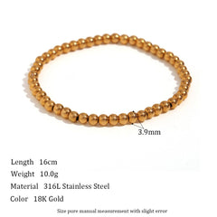 Niche Vintage Stainless Steel Plated 18K Elastic Bead Bracelet