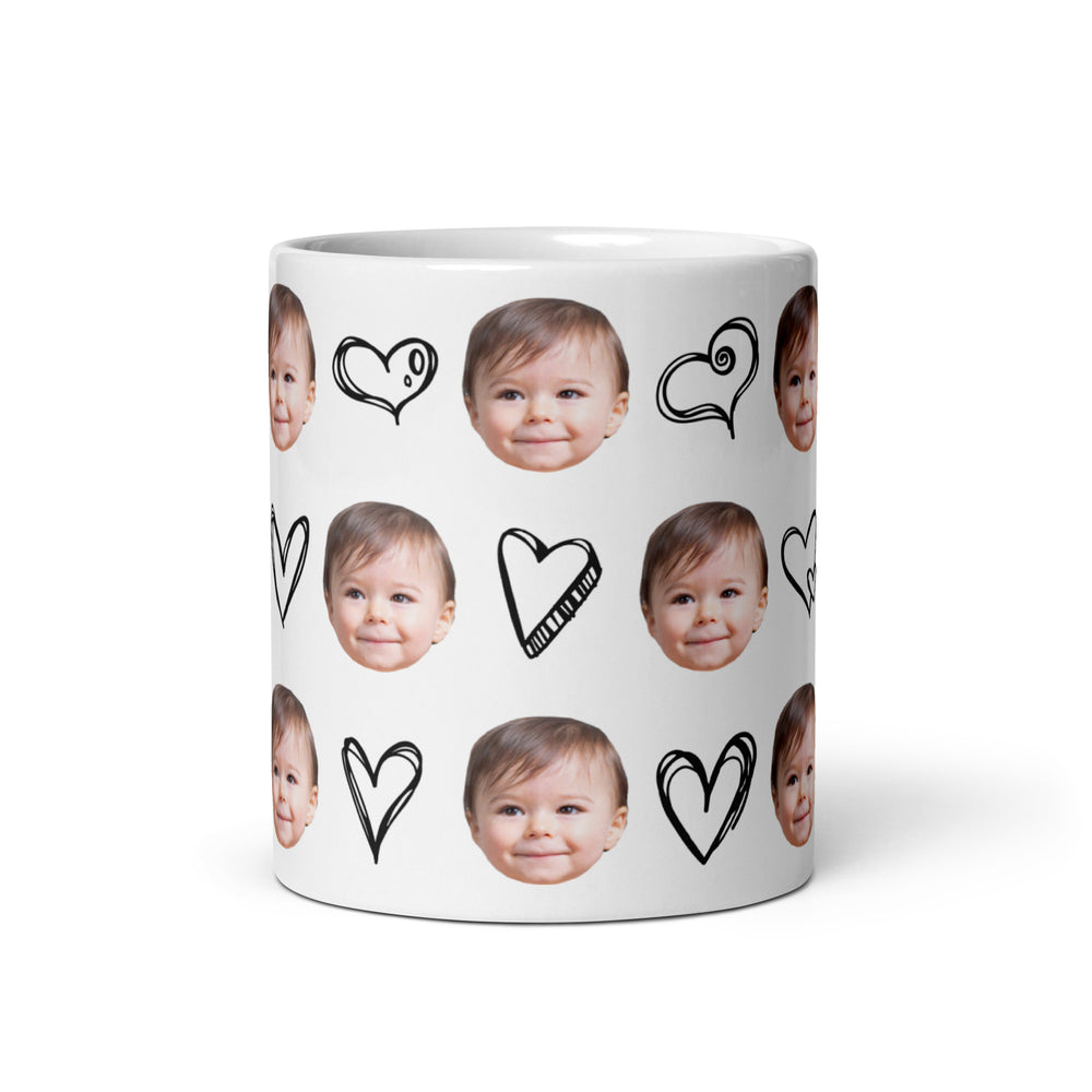 Personalized Baby Face Hearts Mug