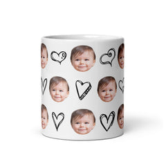 Personalized Baby Face Hearts Mug