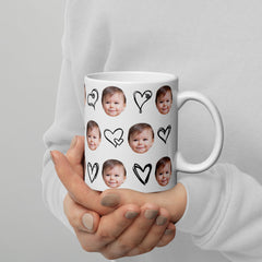 Personalized Baby Face Hearts Mug