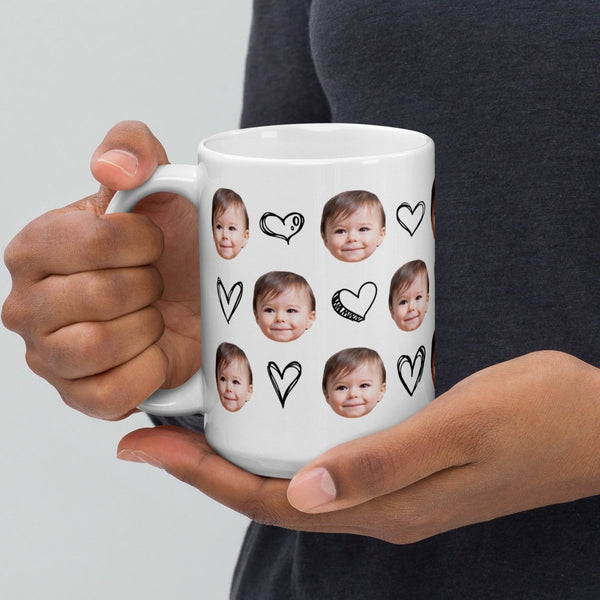 Personalized Baby Face Hearts Mug