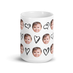 Personalized Baby Face Hearts Mug