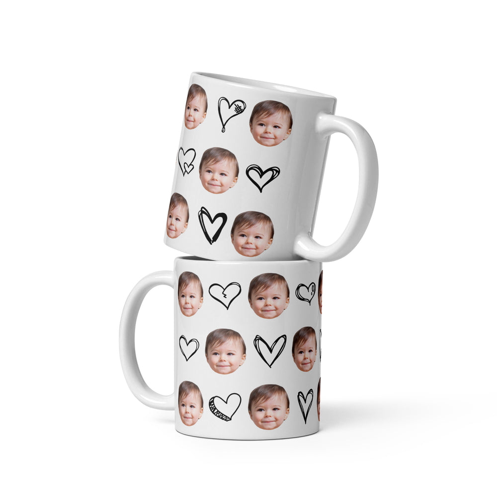 Personalized Baby Face Hearts Mug