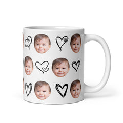 Personalized Baby Face Hearts Mug