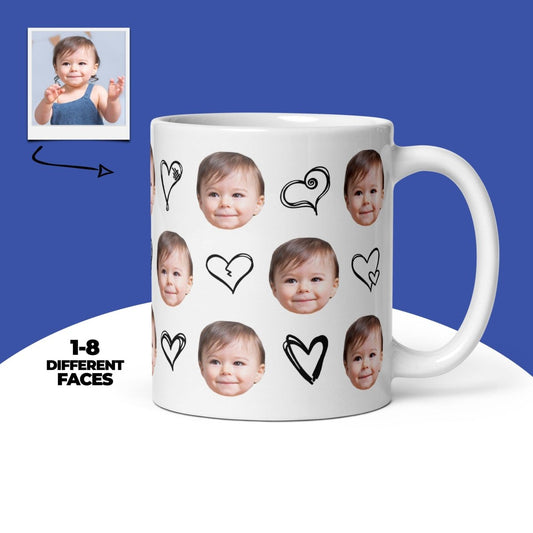 Personalized Baby Face Hearts Mug