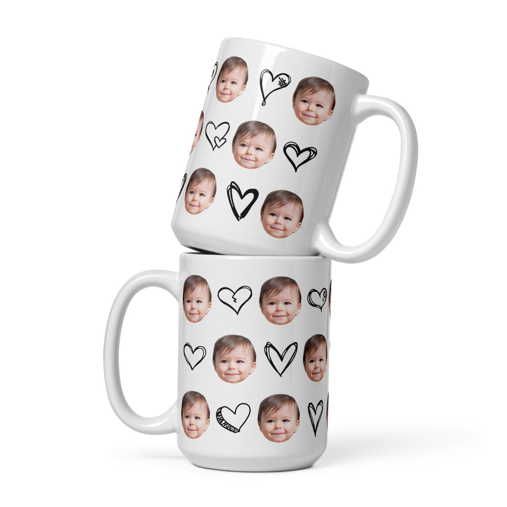 Personalized Baby Face Hearts Mug
