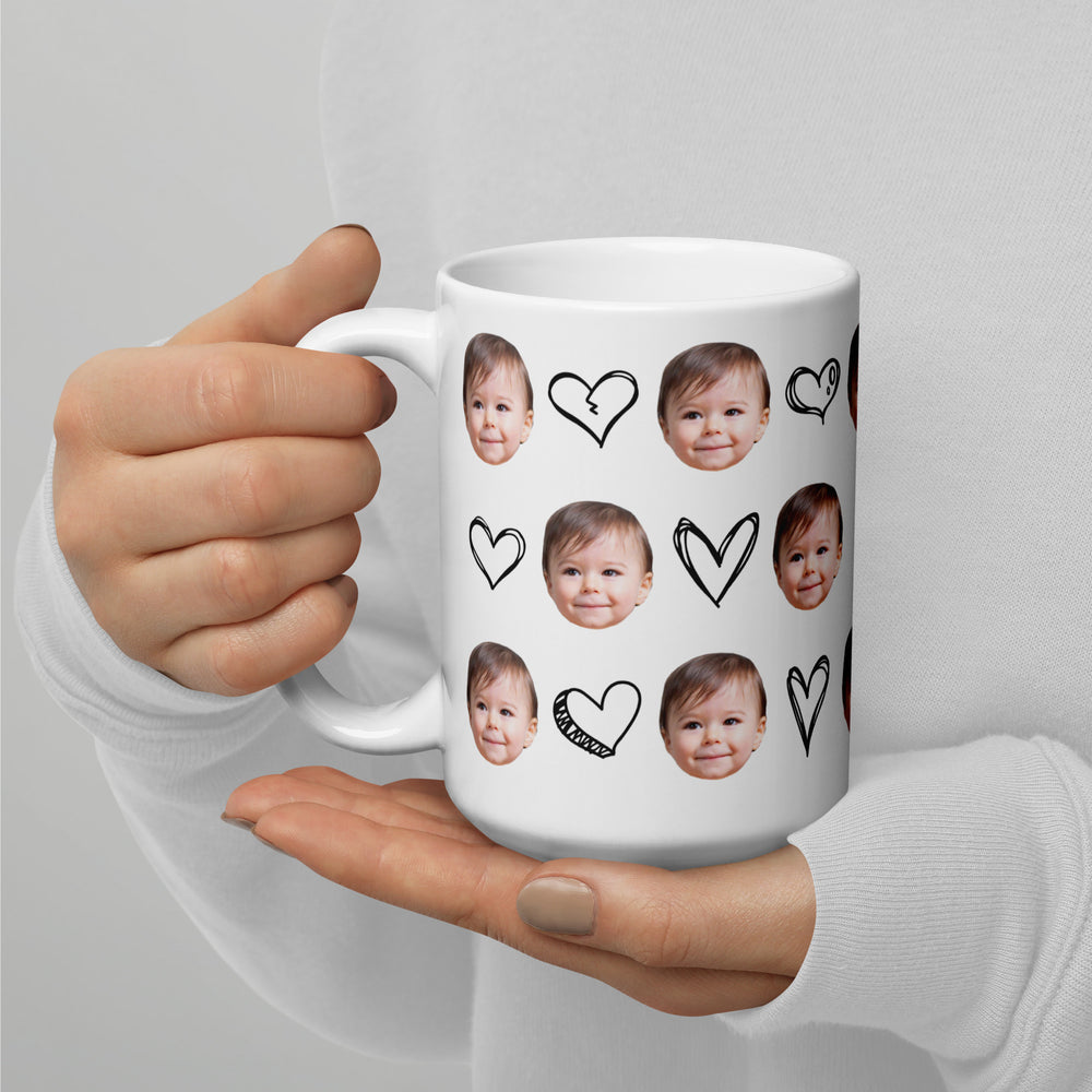 Personalized Baby Face Hearts Mug