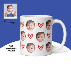 Personalized Baby Face Mug With Hearts