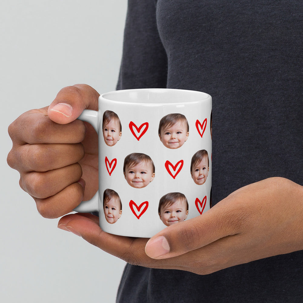 Personalized Baby Face Mug With Hearts