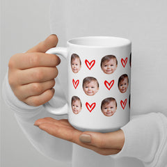 Personalized Baby Face Mug With Hearts