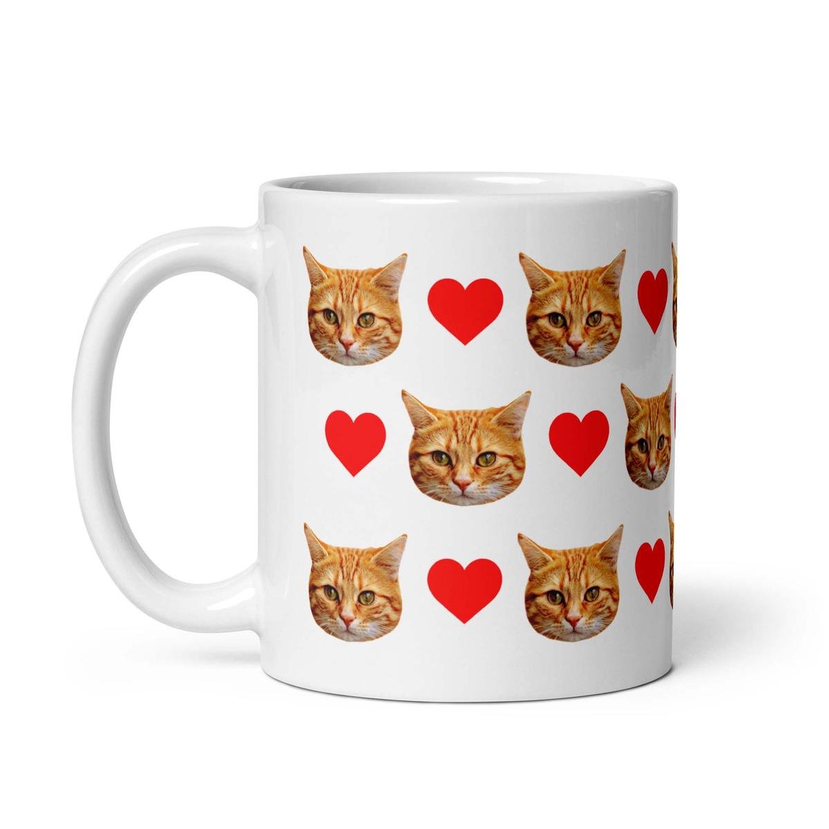Custom Cat Mug With Hearts