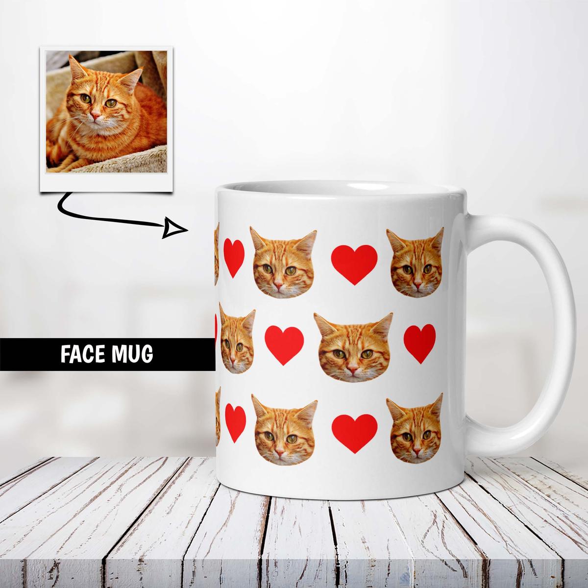 Custom Cat Mug With Hearts Main image