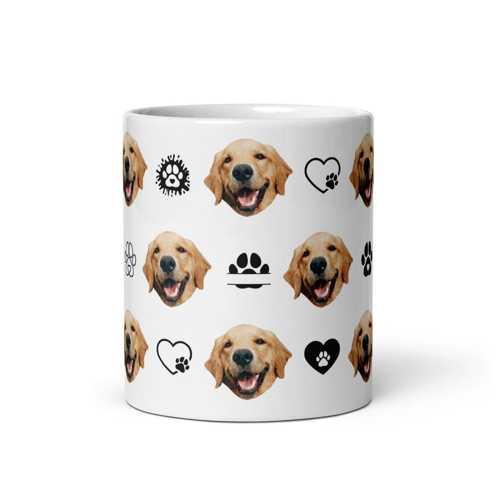 Personalized Dog Face Mug With Paws Hearts