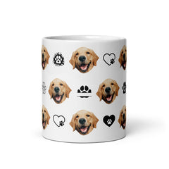 Personalized Dog Face Mug With Paws Hearts