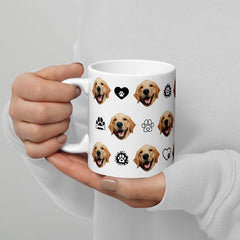 Personalized Dog Face Mug With Paws Hearts