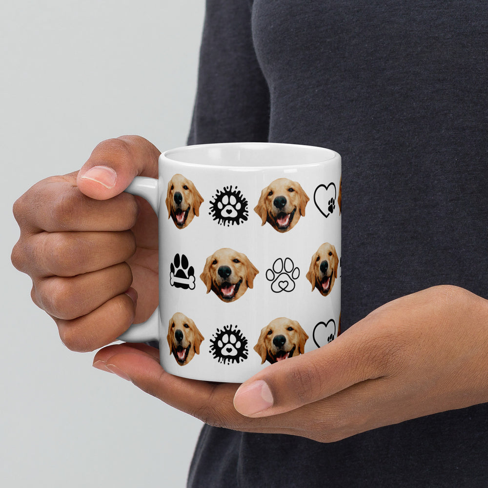 Personalized Dog Face Paw Love Mug