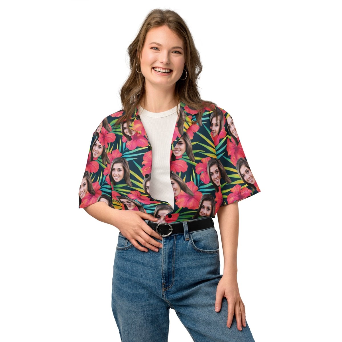 Personalized Face Hawaiian Shirt Flower Print Secondary image