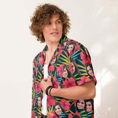 Personalized Face Hawaiian Shirt Flower Print