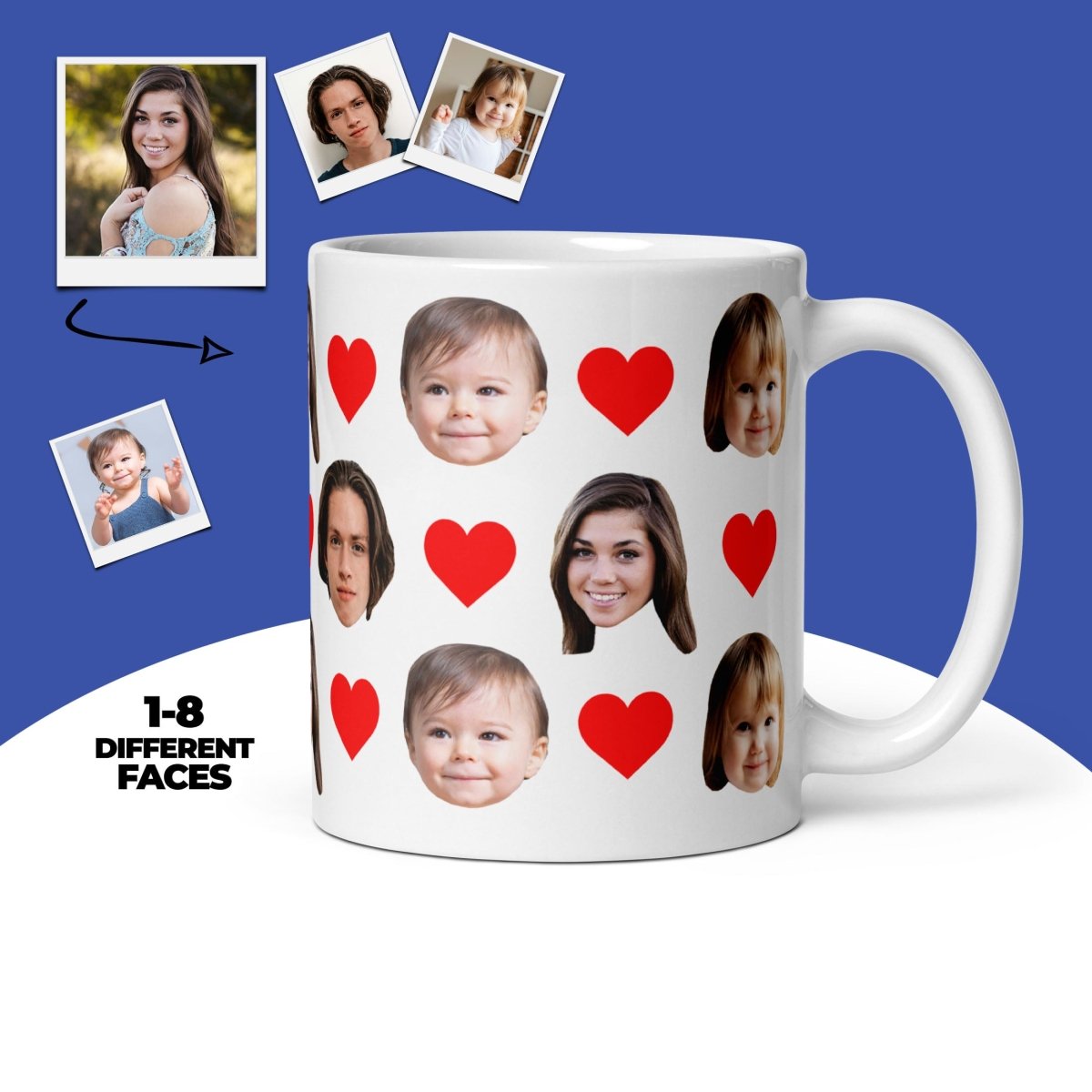 Personalized Face Mug With Hearts Main image