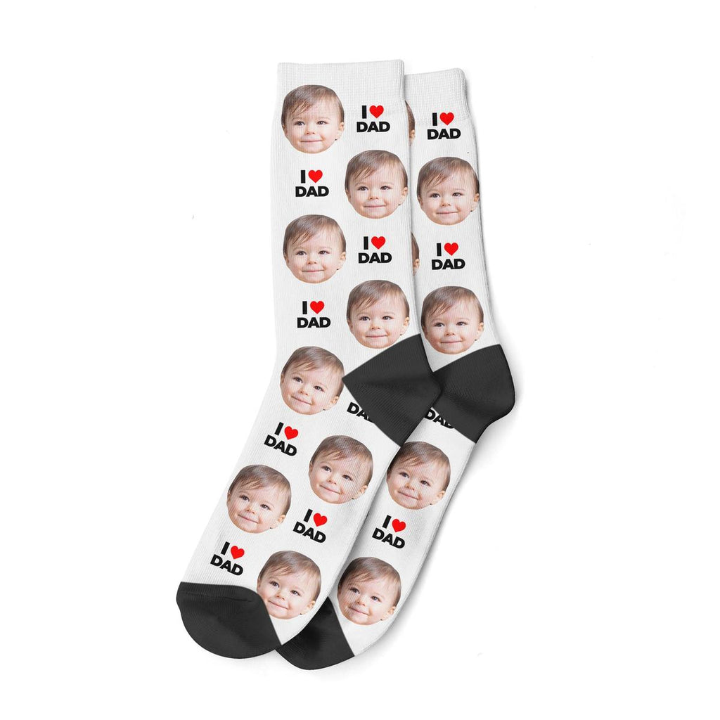 Personalized I Love Dad Photo Socks