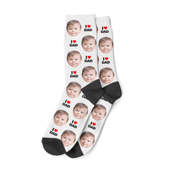 Personalized I Love Dad Photo Socks