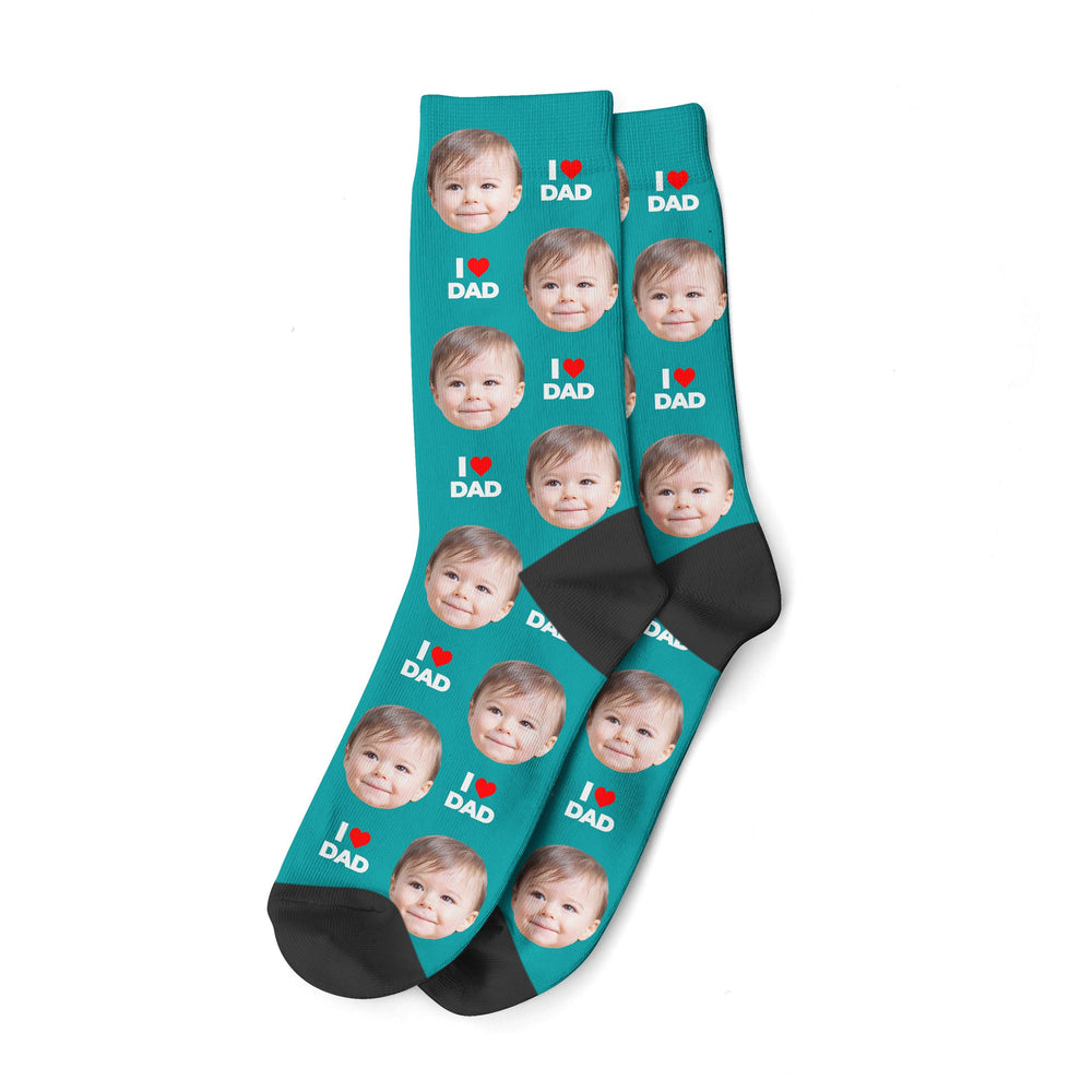 Personalized I Love Dad Photo Socks