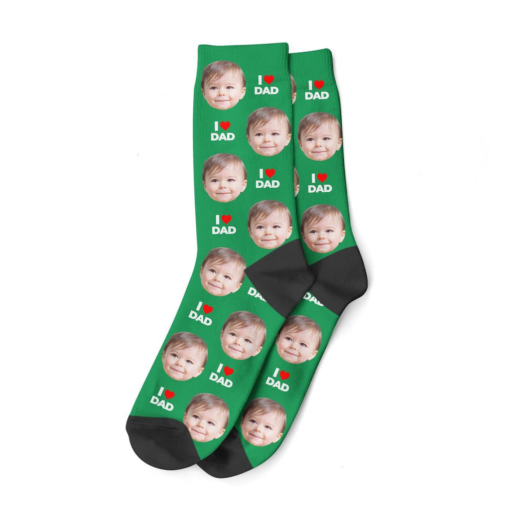 Personalized I Love Dad Photo Socks
