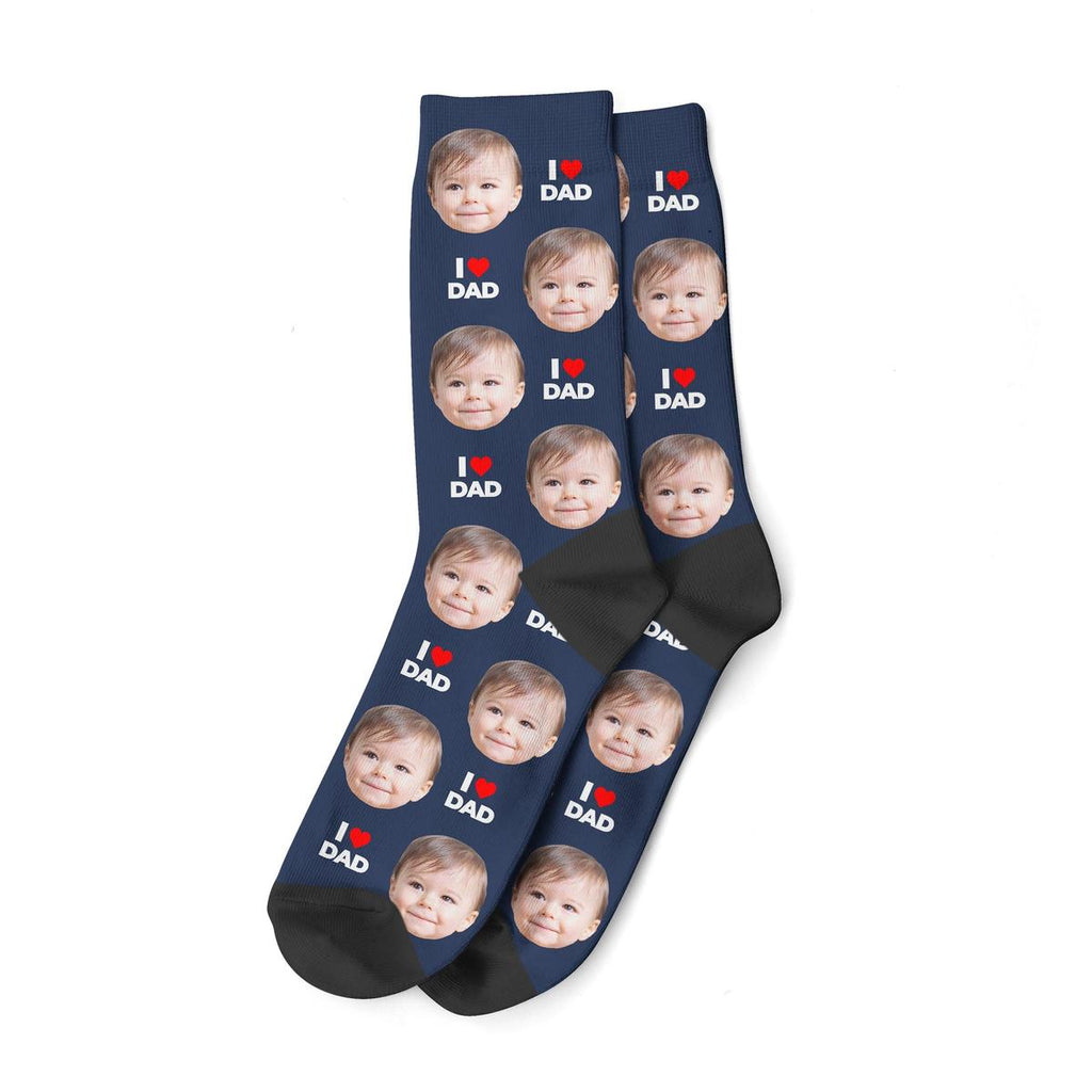 Personalized I Love Dad Photo Socks