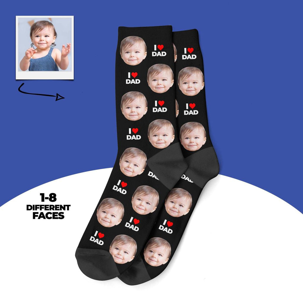 Personalized I Love Dad Photo Socks