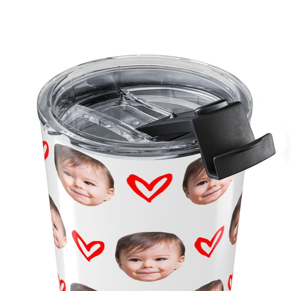 Personalized Kid Face Tumbler With Hearts