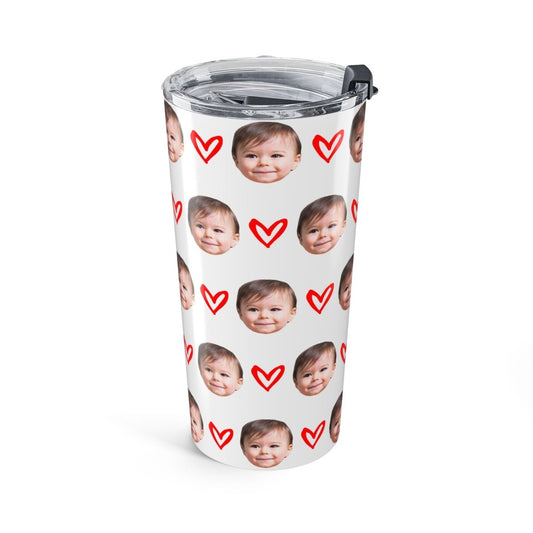 Custom Kid Face Tumbler With Hearts
