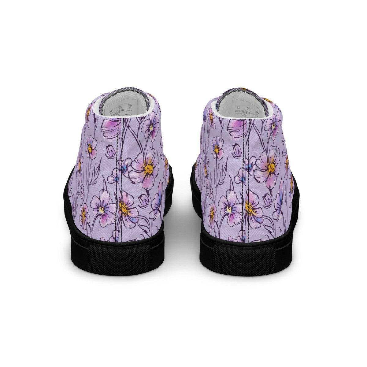 Purple Floral Women’s High Top Shoes Secondary image