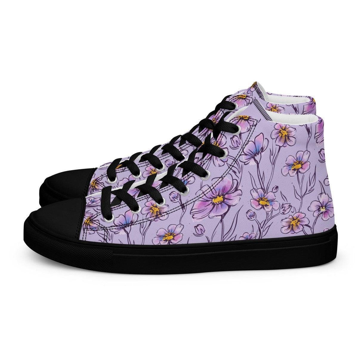 Purple Floral Women’s High Top Shoes Main image