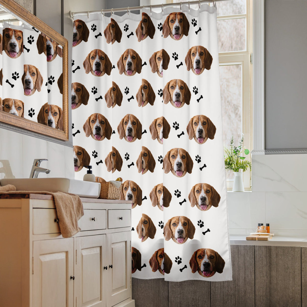 Custom Dog Face Shower Curtain