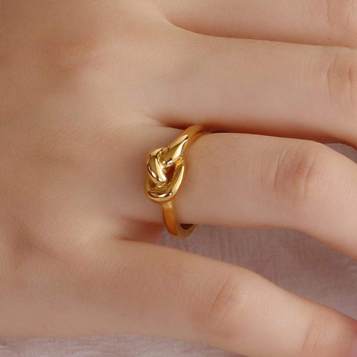 Truelove Knot Geometric Titanium Steel Ring Main image