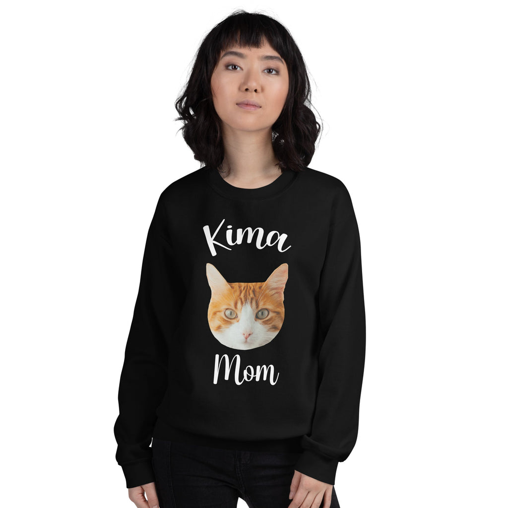 Custom Cat Face Mom Sweatshirt With Name