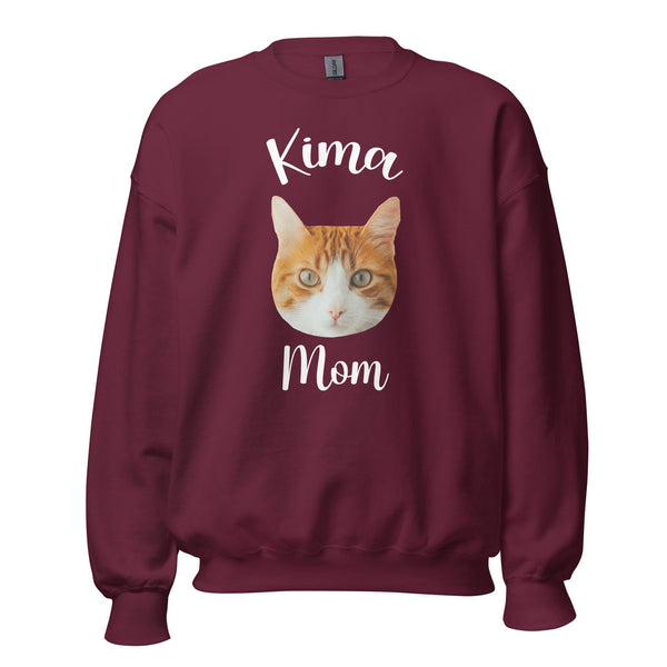 Custom Cat Face Mom Sweatshirt With Name