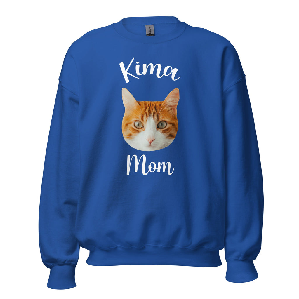 Custom Cat Face Mom Sweatshirt With Name
