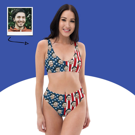USA Flag Face Bikini Set
