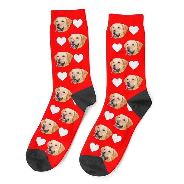 Personalized Dog Face Socks With Hearts